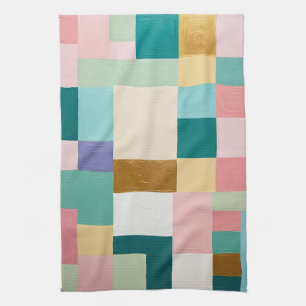 Pastel Geometric Quilt Tea Towel