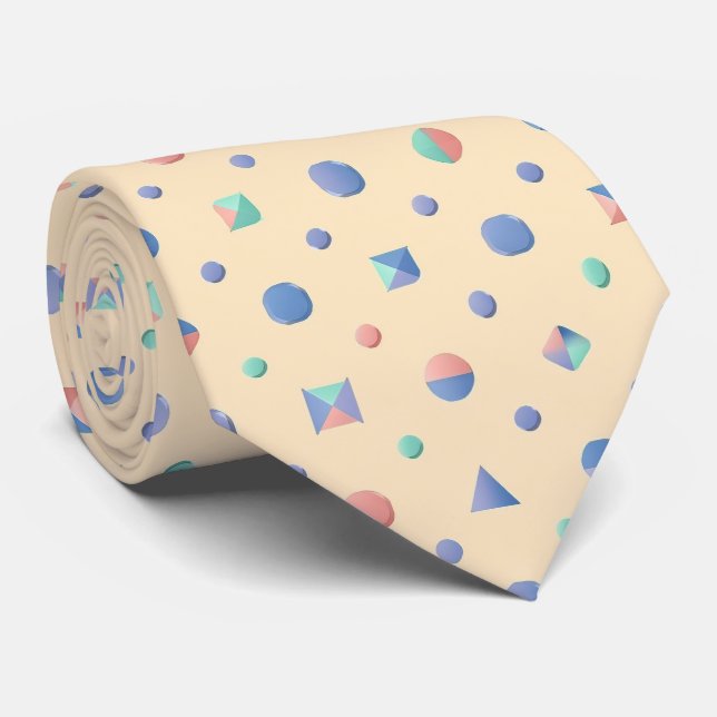Pastel Geometric Shape Pattern Tie (Rolled)
