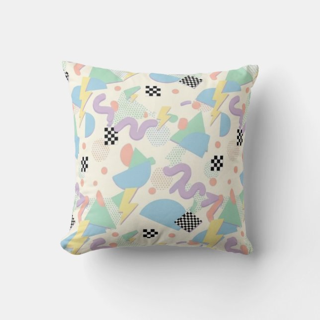 Pastel Geometric Shapes Pattern | Soft Abstract  Cushion (Front)