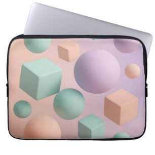 Pastel Geometric Spheres Cubes Laptop Sleeve