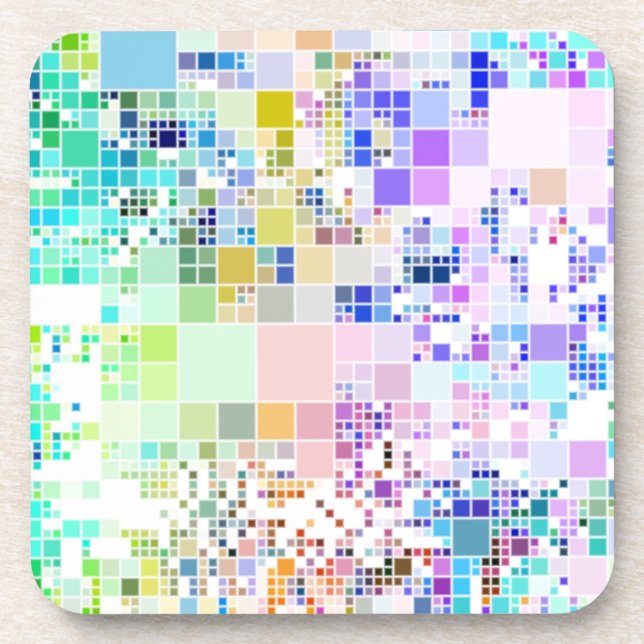 Pastel Geometric Squares Coaster (Front)