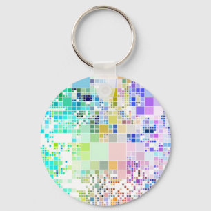 Pastel Geometric Squares Key Ring