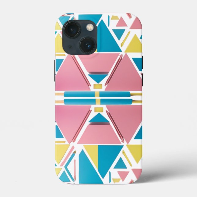 Pastel Geometric Triangles – Modern Retro Apple  Case-Mate iPhone Case (Back)