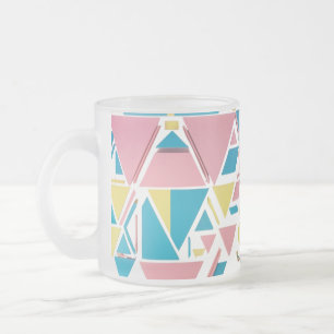 Pastel Geometric Triangles – Modern Retro Frosted  Glass Coffee Mug