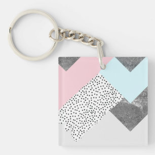Pastel Geomtric Marble Dotted Design Key Ring