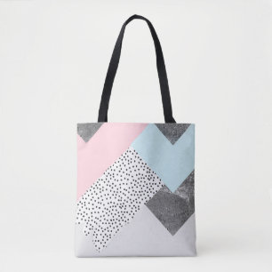 Pastel Geomtric Marble Dotted Design Tote Bag