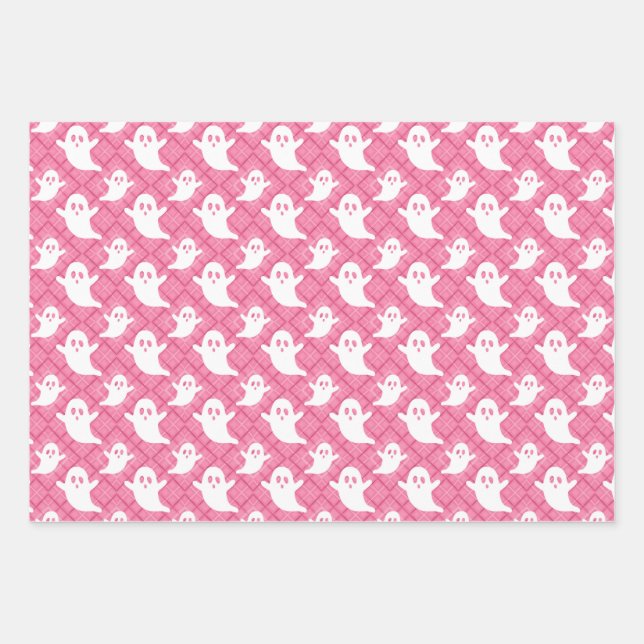 Pastel Ghosts Halloween Wrapping Paper set of 3 (Front)