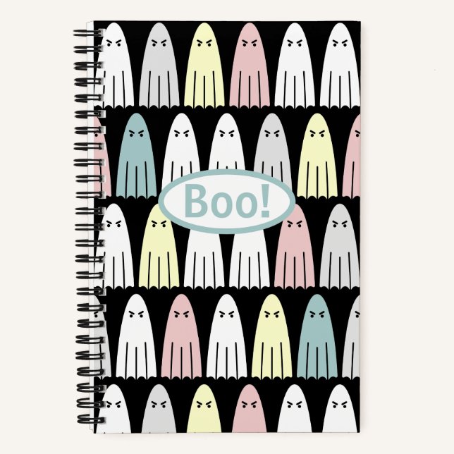 Pastel Ghosts Spooky Halloween Spiral Notebook (Front)