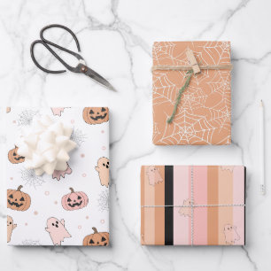 Pastel Ghosts & Stripes Halloween Mix ID1330 Wrapping Paper Sheet