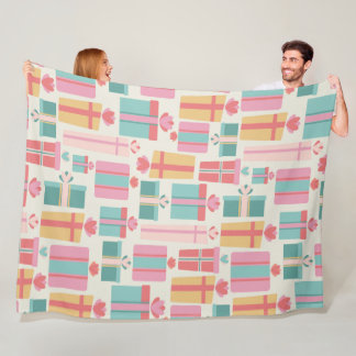 Pastel Gift Boxes Pattern Fleece Blanket