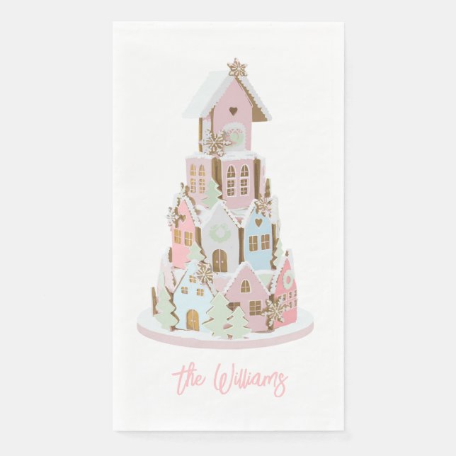 Pastel Gingerbread Sugar Castle Cake Napkin (Front)