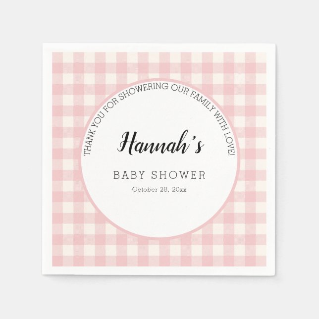 Pastel Gingham Napkins Baby Shower (Front)