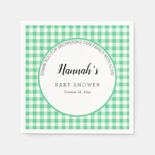 Pastel Gingham Napkins Baby Shower Green