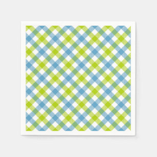 Pastel Gingham Napkins Blue Green