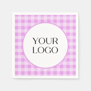 Pastel Gingham Napkins Your Logo Here Lavender