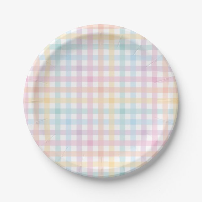 Pastel Gingham Paper Plate (Front)