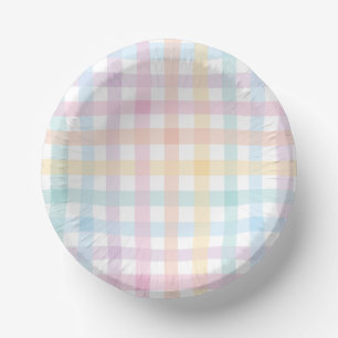 Pastel Gingham Paper Plate