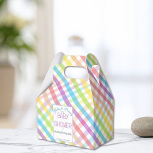 Pastel Gingham Rainbow Baby Shower Favour Box