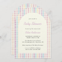 Pastel Gingham Rainbow Colours Baby Shower