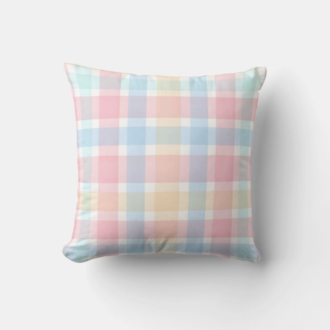 Pastel Gingham – Soft Watercolor Pattern Cushion (Front)