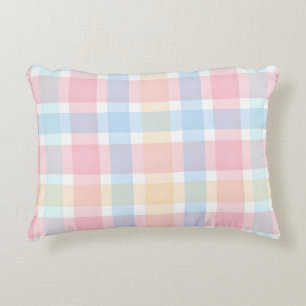 Pastel Gingham – Soft Watercolor Pattern Decorative Cushion