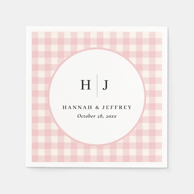 Pastel Gingham Wedding Napkins (Front)