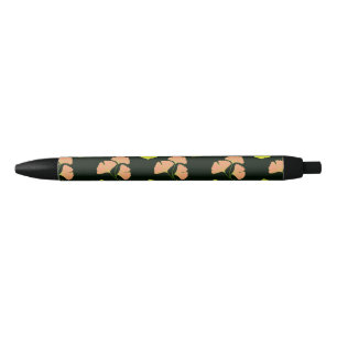 Pastel Ginko Leaves on Black background Ink Pen