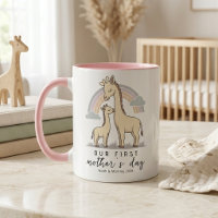 Pastel Giraffe Mum Baby First Mother’s Day Rainbow