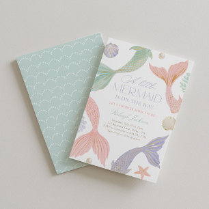 Pastel Girl Mermaid Baby Shower Invitation