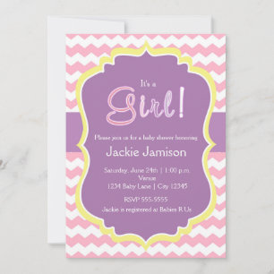 Pastel Girls Spring Chevron Baby Shower Invitation