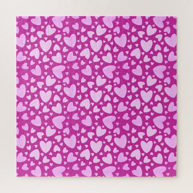 Pastel Girly Love Hearts | Impossible Hot Pink Jigsaw Puzzle (Vertical)