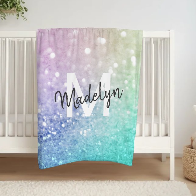 Pastel Glitter Bokeh BackgroundGlam Elegant Glitte Fleece Blanket (Creator Uploaded)