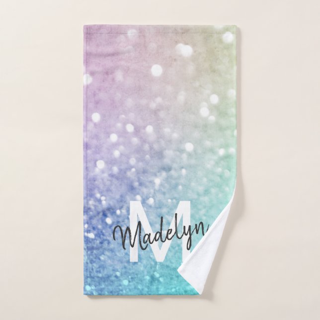 Pastel Glitter Bokeh BackgroundGlam Elegant Glitte Hand Towel (Hand Towel)