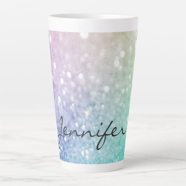 Pastel Glitter Bokeh BackgroundGlam Elegant Glitte Latte Mug (Front)