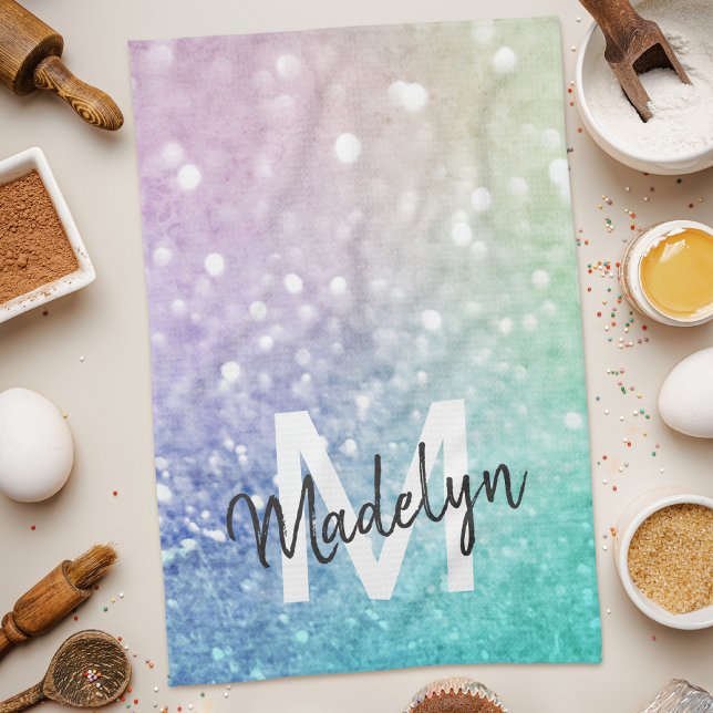 Pastel Glitter Bokeh BackgroundGlam Elegant Glitte Tea Towel (Creator Uploaded)