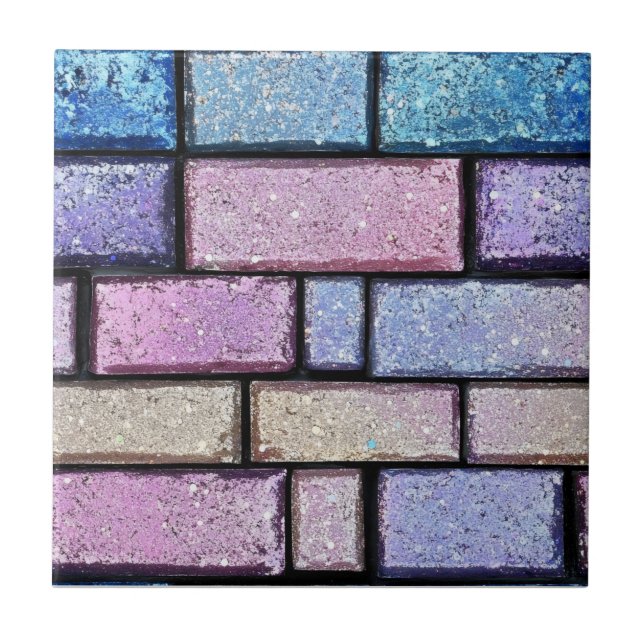 Pastel Glitter Brick Pattern Tile (Front)