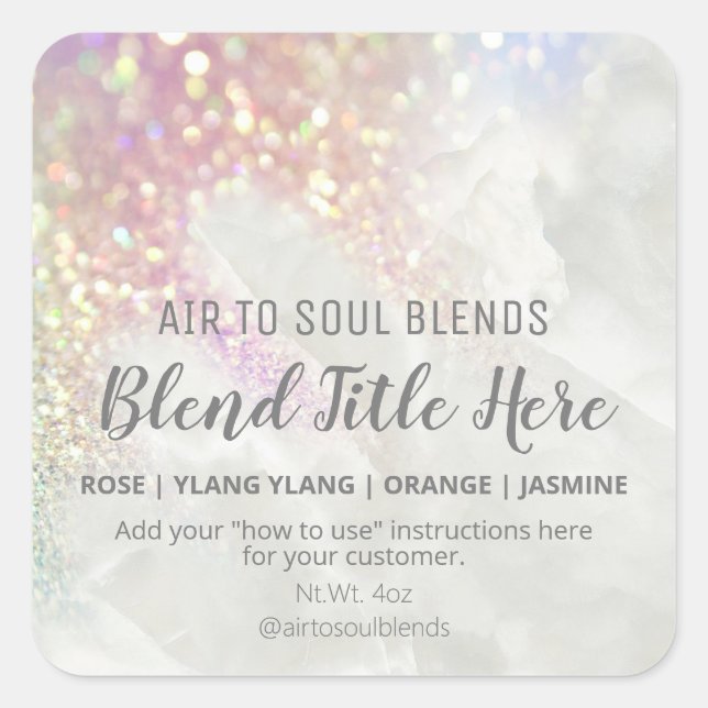 Pastel Glitter Essential Oil Blend Labels (Front)