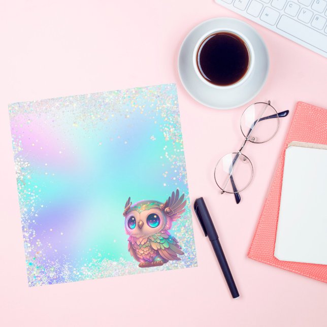 Pastel Glitter Magical Owl Notepad (Creator Uploaded)