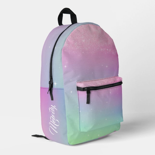 Pastel Glitter Ombre Gradient Sparkle Printed Backpack (Back Corner Left)