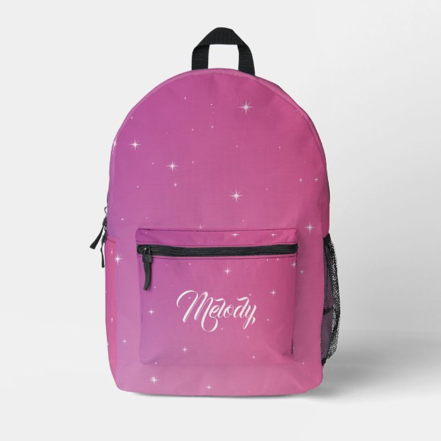 Pastel Glitter Ombre Gradient Sparkle Printed Backpack (Front)