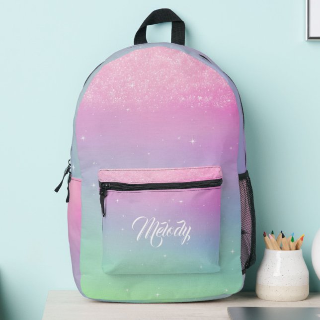 Pastel Glitter Ombre Gradient Sparkle Printed Backpack (Creator Uploaded)