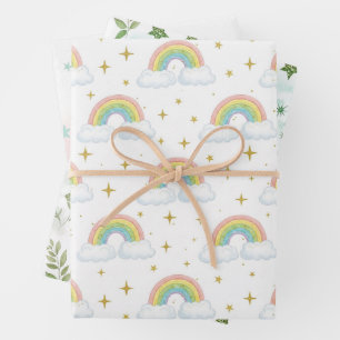 Pastel Glitter Ombre Rainbow Colour Pattern Wrapping Paper Sheet