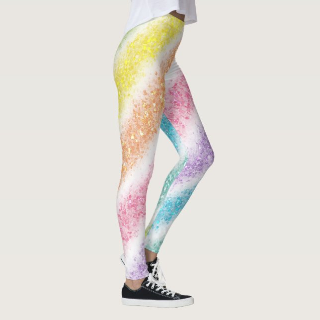 Pastel Glitter Rainbow Leggings (Right)