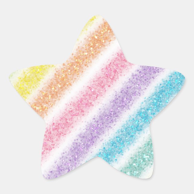 Pastel Glitter Rainbow Star Sticker (Front)