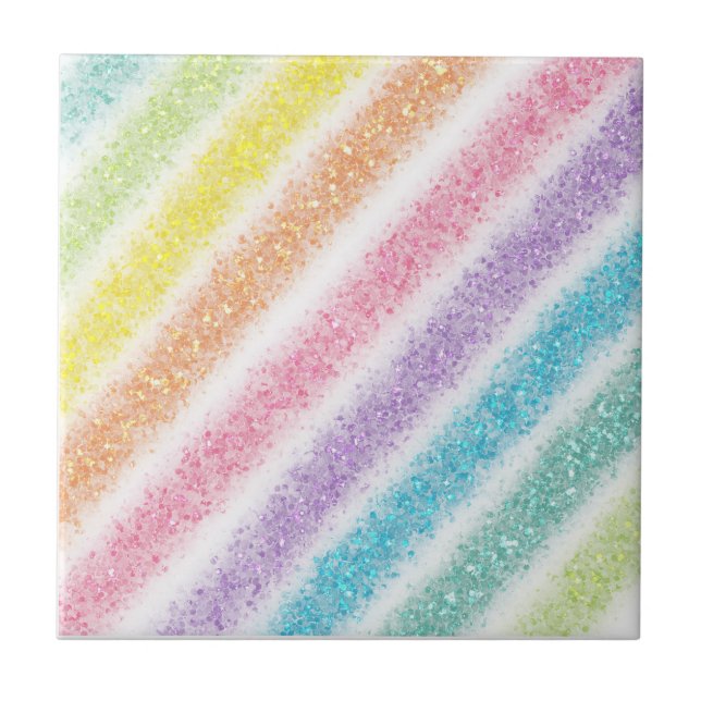 Pastel Glitter Rainbow Tile (Front)