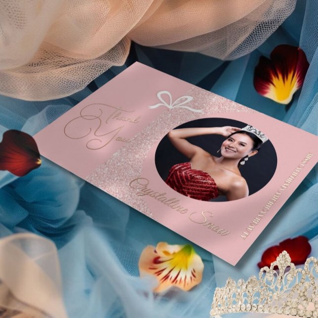 Pastel Glitz Foil Pageant Thank You Card (Select your foil color, upload your photo and edit the text for an elegant pageant thank you card)