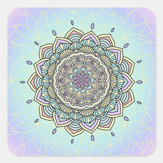 Pastel Glow Mandala ID359 Square Sticker (Front)