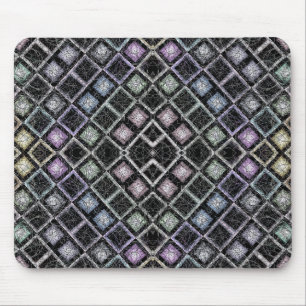 Pastel Glow Mosaic Mandala with Silver Lattice Mouse Mat