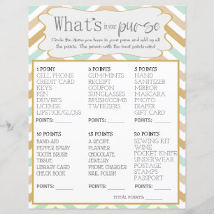 Pastel Gold and Green Zig Whats In Your Purse