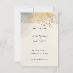 Pastel Gold Baroque Save The Date Card